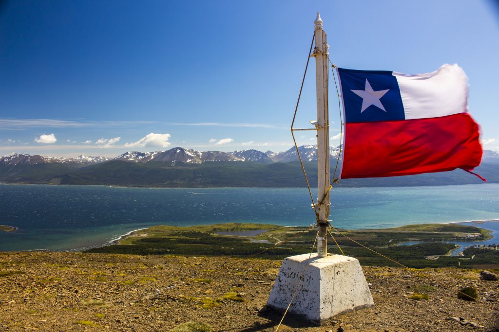 Drapeau du chilie au cerro bandera